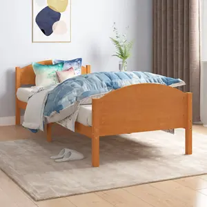 Berkfield Bed Frame Honey Brown Solid Pine Wood 100x200 cm