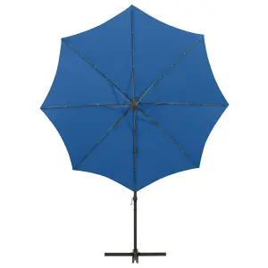 Berkfield Cantilever Umbrella with Pole and LED Lights Azure Blue 300 cm