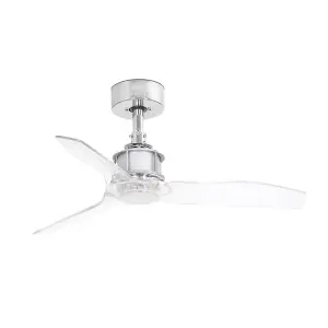 Luminosa Just Chrome, Transparent Ceiling Fan 81cm Smart - Remote Included