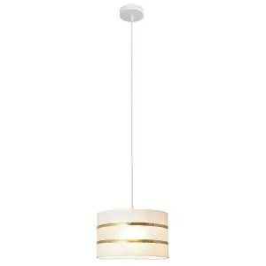 Luminosa Helen Cylindrical Pendant Ceiling Light White, Gold 25cm