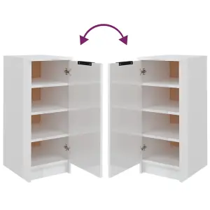 Shoe Cabinet High Gloss White 30x35x70 cm Engineered Wood