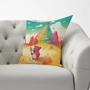 Pink Crab On A Beach Holiday Cushions 60cm x 60cm