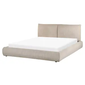 Corduroy EU King Size Bed Taupe VINAY