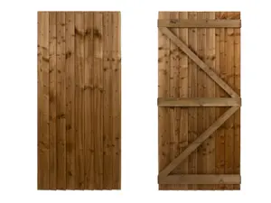 Featheredge wooden garden and side gate (v1) (H-1500, W-1075, brown finish)