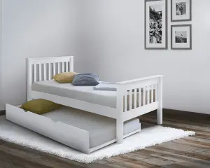 5ft King, Devon Bed Frame, Bedroom Furniture, Solid Wood, White