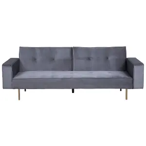 Beliani Retro Sofa Bed VISNES Grey Velvet