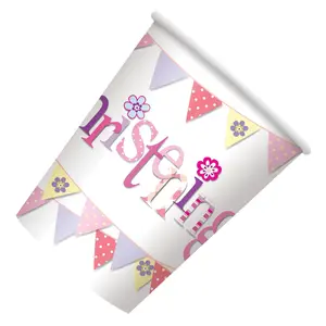 Unique Party Paper Bunting Christening 270ml Disposable Cup Pink (One Size)