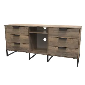 Fuji 6 Drawer Sideboard in Vintage Oak (Ready Assembled)