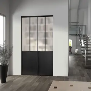 Form Valla Panelled Black Sliding wardrobe door (H) 2260mm x (W) 608mm