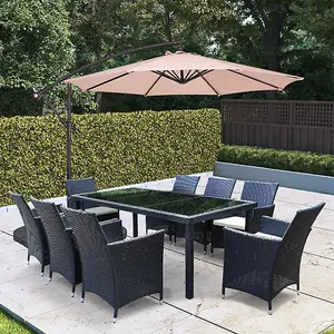 BillyOh 2.7m Garden Parasol Cantilever 6 Ribs with Crank and Tilt - Beige