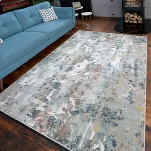 Blue Grey Abstract Design Contemporary Area Rug 190x280cm