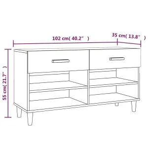 Berkfield Shoe Cabinet Smoked Oak 102x35x55 cm Engineered Wood