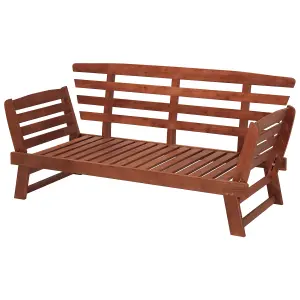 Garden Bench with Cushion PORTICI Wood Dark Brown