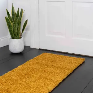 Soft Value Ochre Yellow Shaggy Runner Rug 60x230cm