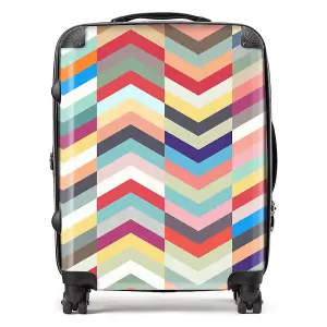 Geometric Multi Colored Chevron Pattern Suitcase - Large