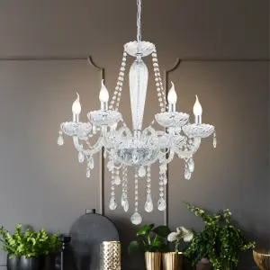 EGLO Basilano Chrome Glass Crystal Pendant Light, (D) 72cm