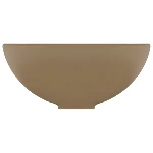 Luxury Bathroom Basin Round Matt Cream 32.5x14 cm Ceramic