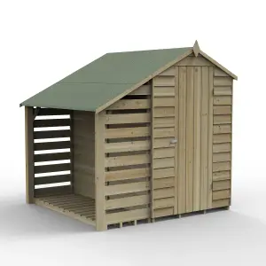 Forest Garden Overlap 6x4 ft Apex Wooden Pressure treated Shed with floor