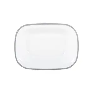 Argon Tableware - White Enamel Pie Dish - 20cm - Grey