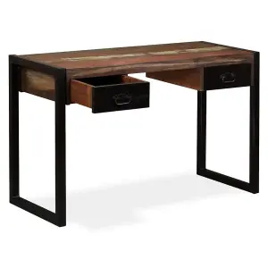 Berkfield Desk with 2 Drawers Solid Reclaimed Wood 120x50x76 cm