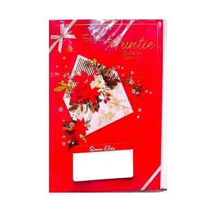 Simon Elvin For You Auntie Christmas Card (Pack of 6) Red/Gold (One Size)