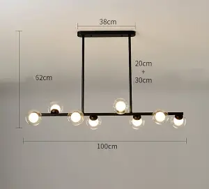 Chandelier Nordic Modern Simple Bubble Ball Long Strip Chandeliers Minimalist Creative Hanging Lights 8 Heads Black