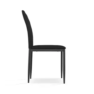 Set Of 6 Monza Faux Leather Dining Chair Modern Padded Seat Metal Legs Kitchen (Black)