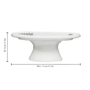 Luxury White Country Style Ceramic Beaded Edge Cake Stand