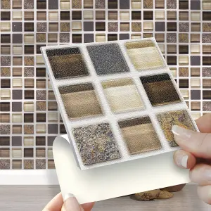 Stick and Go Self Adhesive Stick On Tiles Glass Stone Mosaic 4" x 4" Box of 18 Apply over any tile, or directly on to the wall