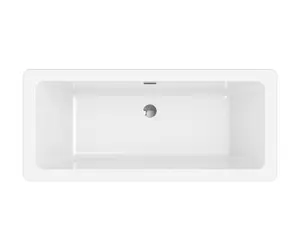 GoodHome Merkys Gloss White Acrylic Freestanding Rectangular Double ended Bath (L)1700mm (W)750mm