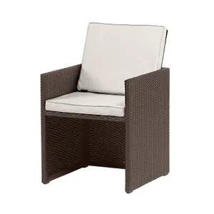 CANNES Mocha Brown Cube Chair with Folding Back & Footstool incl. cushions