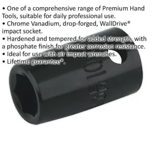 Durable 10mm Forged Impact Socket - 3/8 Inch Square Drive for Air Wrenches