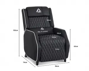 Cougar Gaming Recliner Armchair with Footrest , Black Faux Leather With White Trim