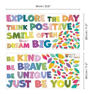 Walplus Colourful Inspirational Lettering Quote Kids Sticker PVC Multicoloured, Red, Green