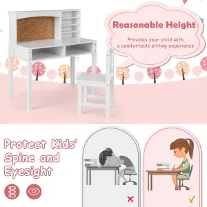 Costway Kids Desk and Chair Set Wooden Children Study Table &Chair Writing Table Set