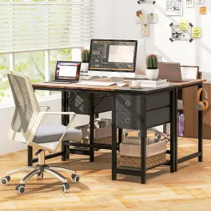 Costway 120 cm Home Office Desk Writing Desk Modern Computer Workstation with 2 Drawers