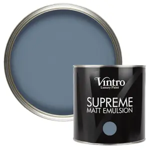 Vintro Luxury Matt Emulsion Blue Multi Surface Paint for Walls, Ceilings, Wood, Metal - 2.5L (Chiswick House)