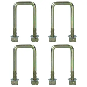 4 Pack M10 40mm x 88mm U-Bolt N-Bolt for Trailers with Nuts HIGH TENSILE