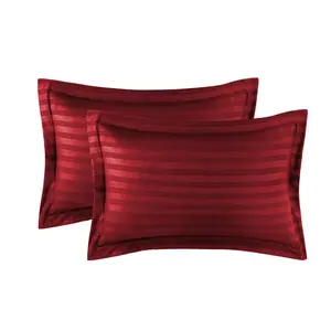 Microfiber Striped Duvet Cover Set with Pillowcases Burgundy / Super King Duvet Cover + 2 Standard Pillowcases