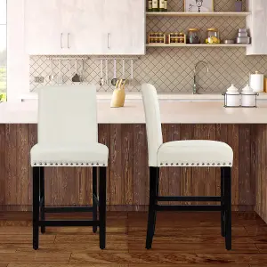 Costway Set of 2 Bar Stools Counter Height Chair Upholstered W/ Low Backrest & Wide Seat