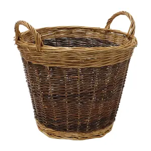 JVL Two Tone Vintage Wicker Willow Wood Log Storage Basket