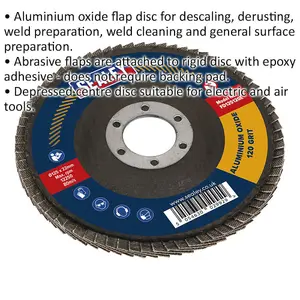 125mm Aluminium Oxide Flap Disc for Surface Preparation - 120 Grit, 22mm Bore