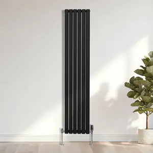 Oval Column Radiator & Valves - 1800mm x 360mm - Black