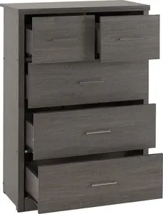 Lisbon 3+2 Drawer Chest in Black Wood Grain