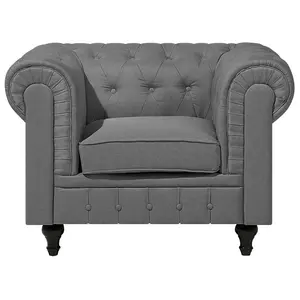 Fabric Living Room Set Grey CHESTERFIELD Big