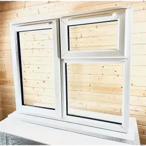 1145mm (W) x 1195mm (H) PVC u StormProof  Window - 1 Opening Window (LEFT) - Top Opening Window (RIGHT) - White