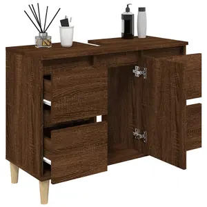 Berkfield Sink Cabinet Brown Oak 80x33x60 cm Engineered Wood