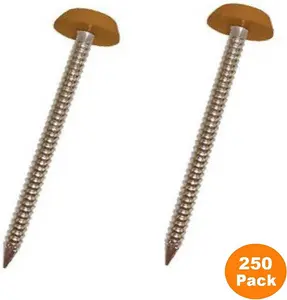 250 x Light Oak/Tan UPVC 30mm Poly Top Pins Plastic Headed Fascia Fixings