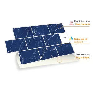 Walplus Blue Marble Metro Flat 2D Tile Stickers Multipack 48Pcs