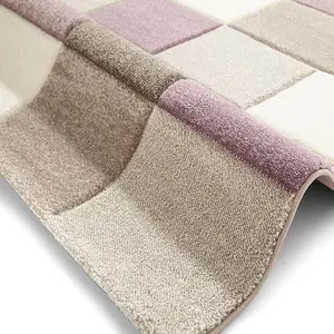 Beige/Purple Modern Geometric Handmade Easy to Clean Rug for Living Room Bedroom and Dining Room-120cm X 170cm